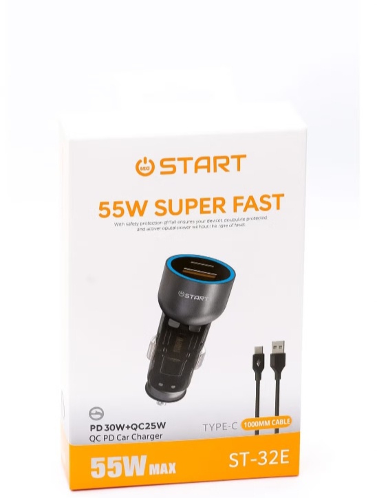 شاحن سيارة سريع START ST-32E بقوة 55 واط