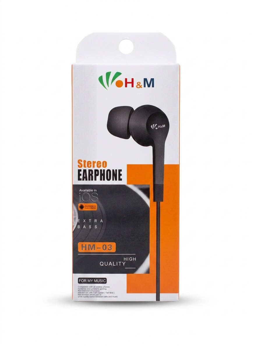 سماعة أذن سلكية ستريو H&M مع إكسترا بيس (موديل HM-03)