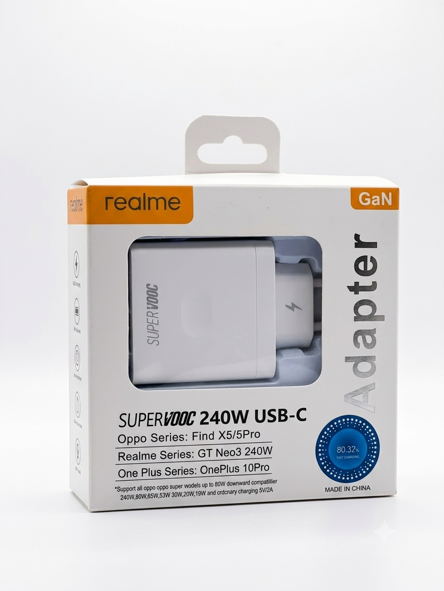 شاحن جداري Realme GaN بتقنية SUPERVOOC بقدرة 240 واط