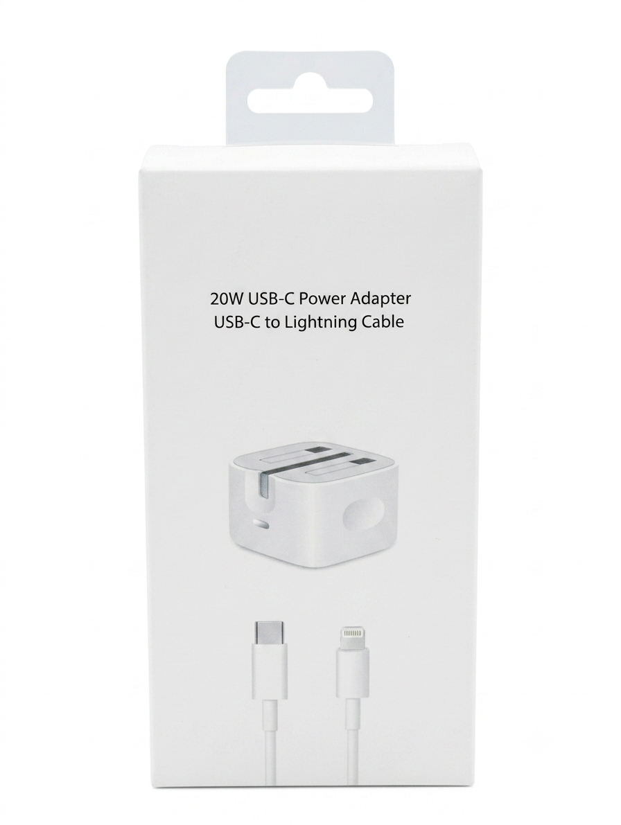 شاحن ايفون جداري سريع 20 واط مع كابل USB-C إلى Lightning