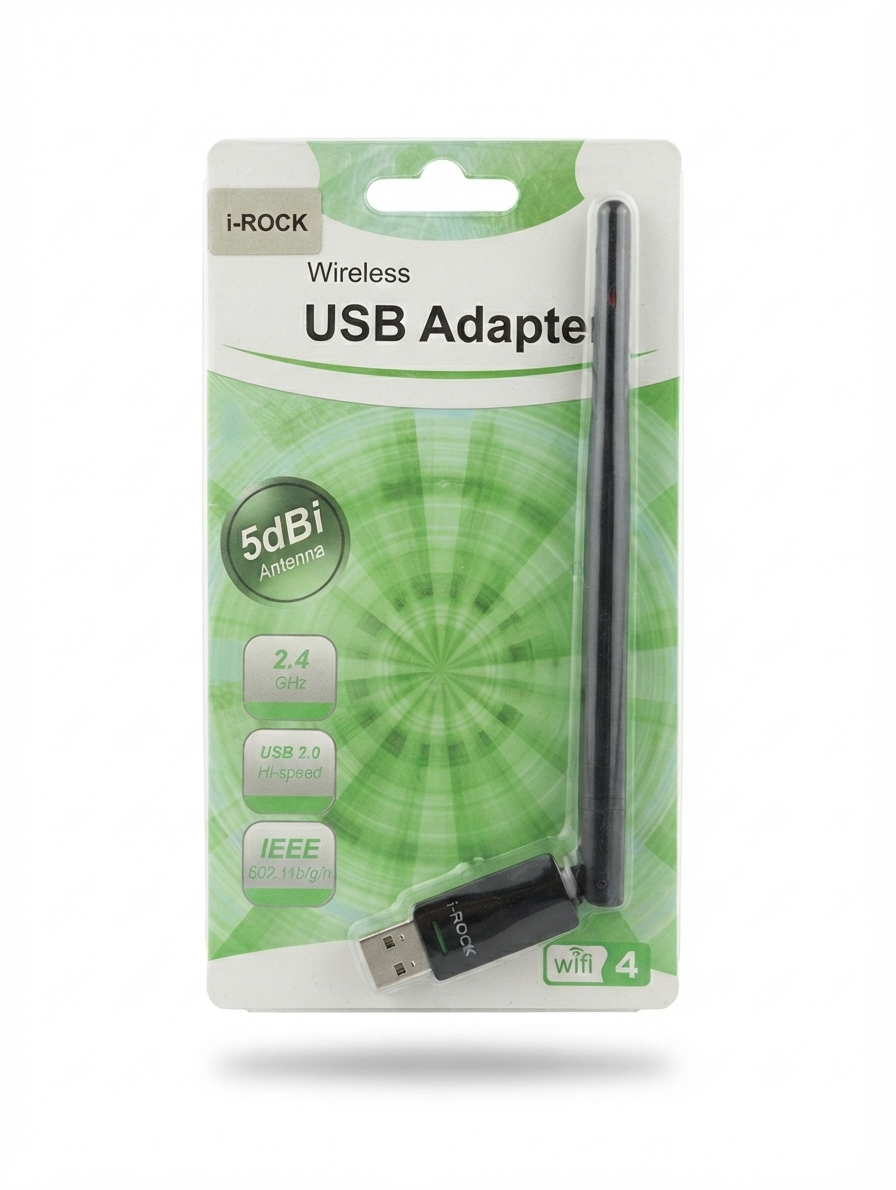 محول واي فاي لاسلكي i-ROCK بمدخل USB مع هوائي 5dBi