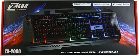 لوحة مفاتيح ألعاب Zero Electronics موديل ZR-2080 بإضاءة خلفية ملونة