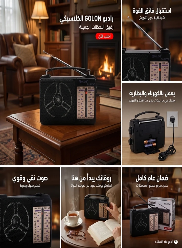 راديو جولون كلاسيكي متعدد الموجات (AM/FM/SW) موديل RX-607AC