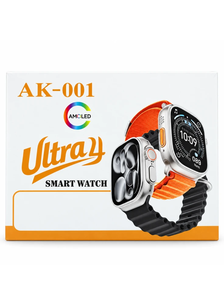 ساعة ذكية AK-001 Ultra 4 بسوار أسود
